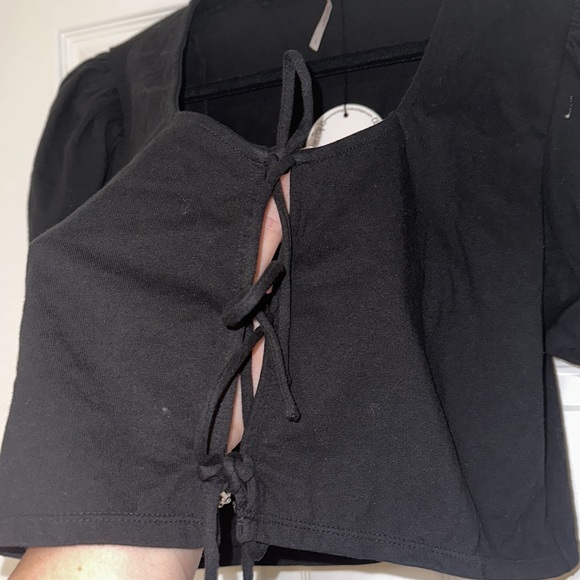 NWT Free People large black crop top with front ties - Picture 3 of 4